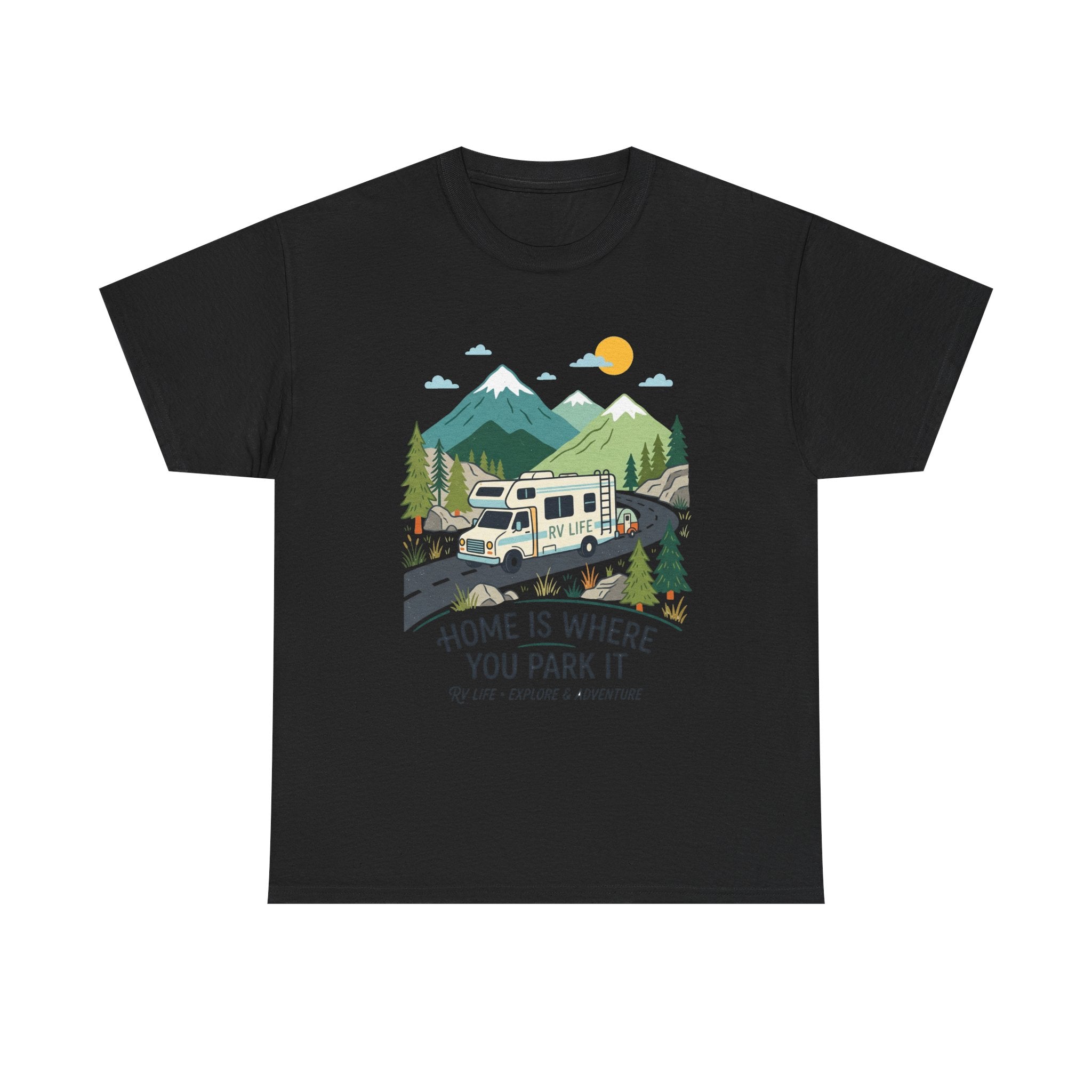 RV Camping T‑Shirt — "Home Is Where You Park It" Mountain Camper Tee