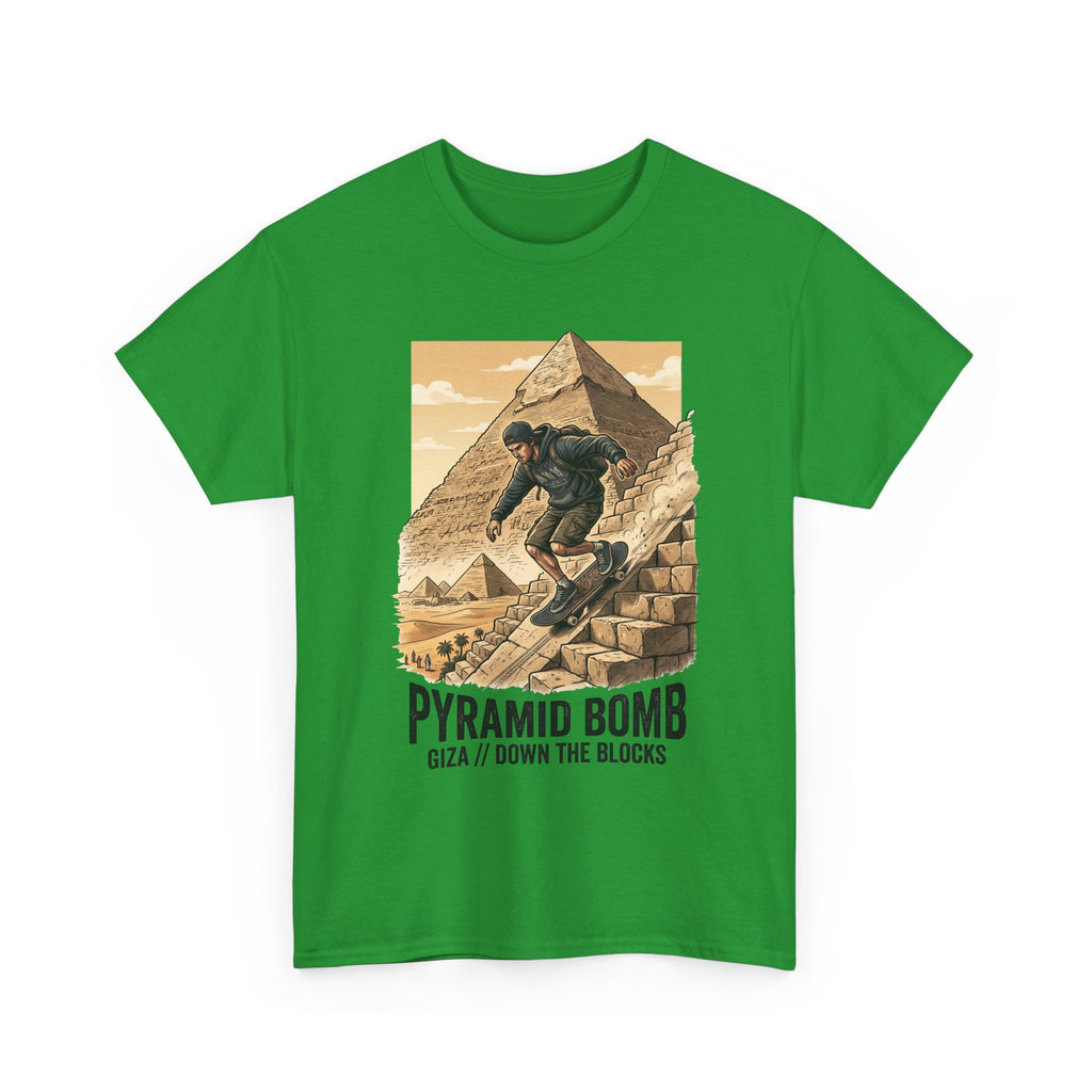 Pyramid Bomb Skateboarding T-Shirt — "Pyramid Bomb: Giza / Down The Blocks" Vintage Skate Tee