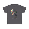 Cat with Ice Cream Graphic Tee — Cute Retro Kawaii Black Cat Holding Rainbow Ice Cream