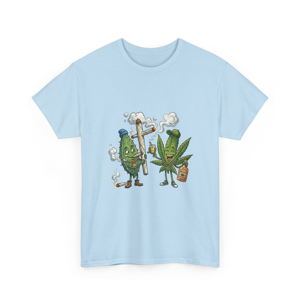1 Tequila & Cannabis Buds Cartoon Tee — Funny Smoking Weed Plant Graphic T-Shirt