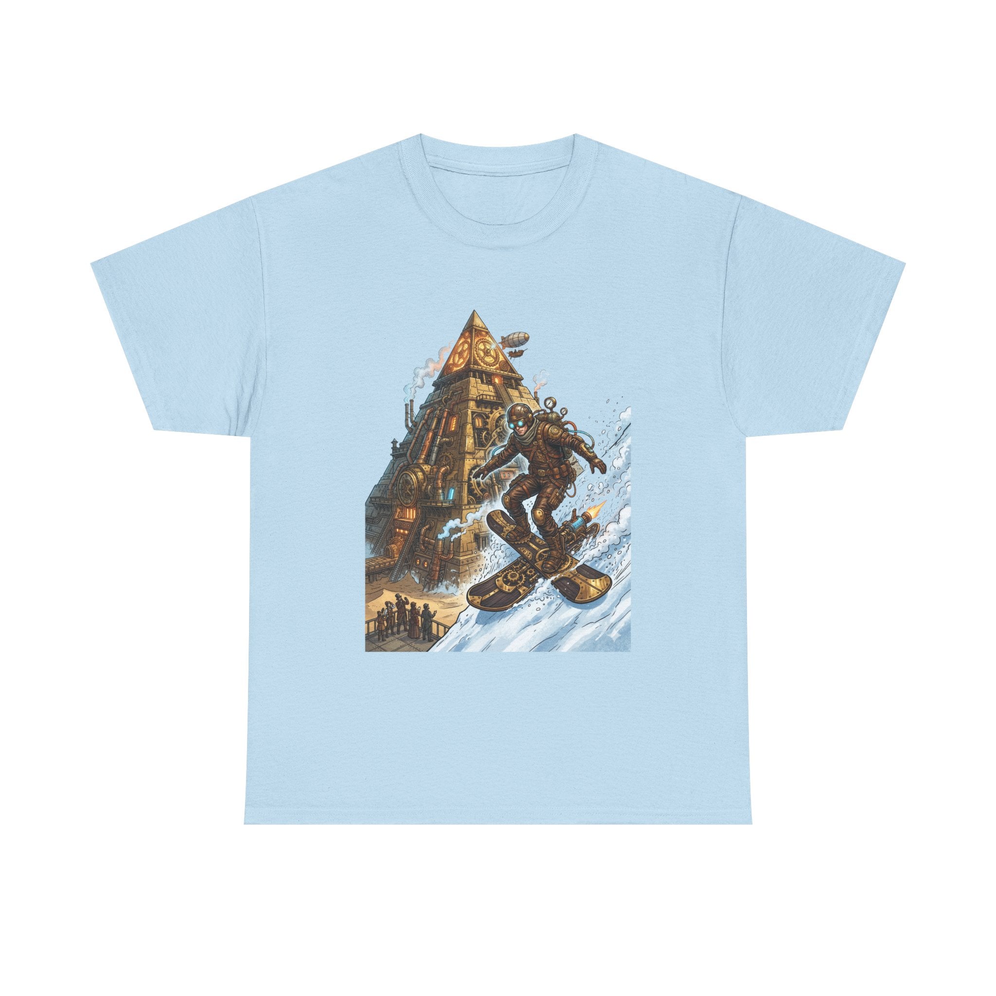 Steampunk Snowboard T‑Shirt — Retro Mountain Adventure Graphic Tee