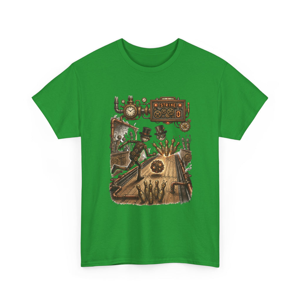 Steampunk Bowling T-Shirt — Vintage Train & Gears Graphic Tee