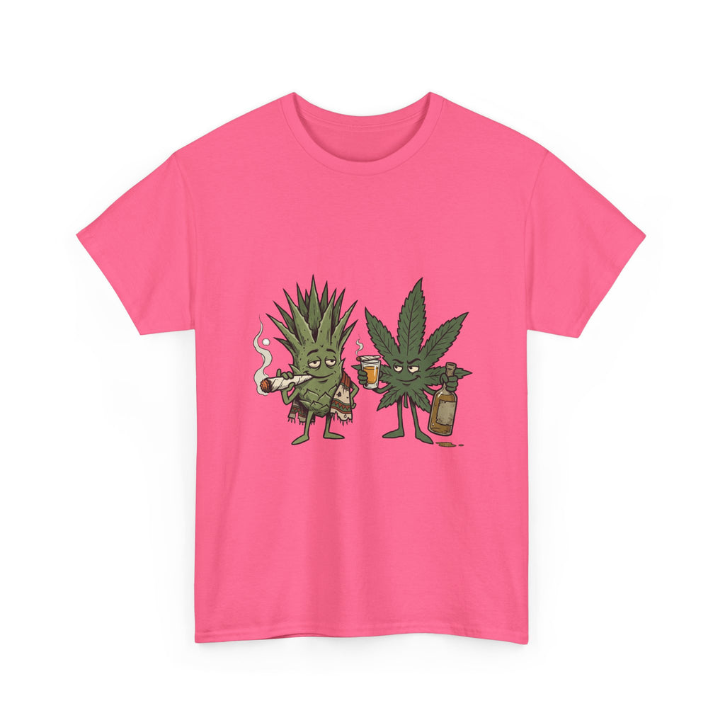 Marijuana Leaf and Agave Friends T-Shirt – Funny Cannabis Leaf & Tequila Smoking Tee