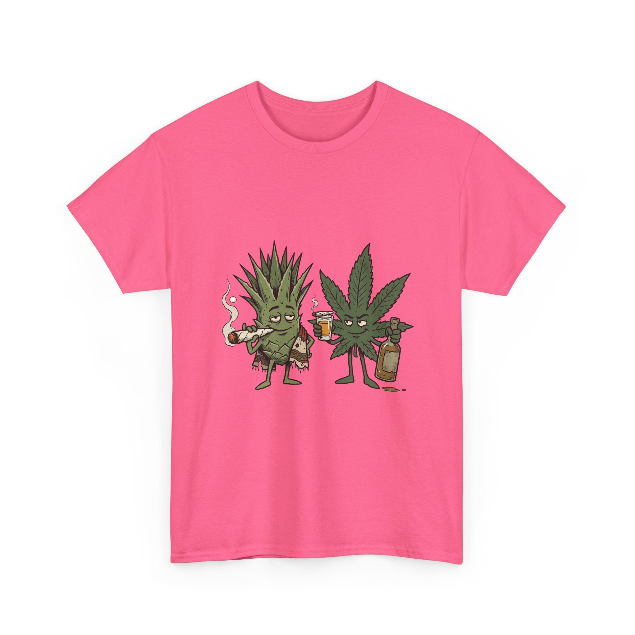 Marijuana Leaf and Agave Friends T-Shirt – Funny Cannabis Leaf & Tequila Smoking Tee