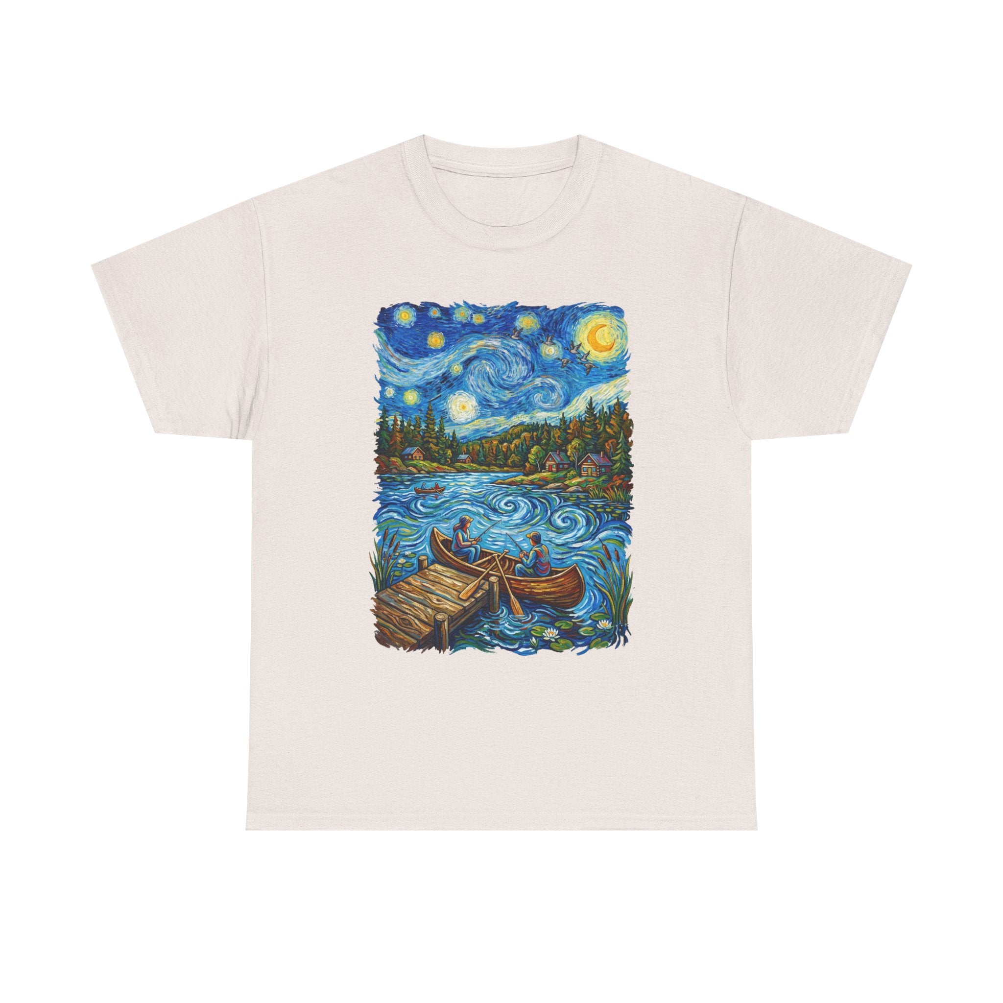Starry Night Lake T-Shirt — Canoe Dock Scenic Tee