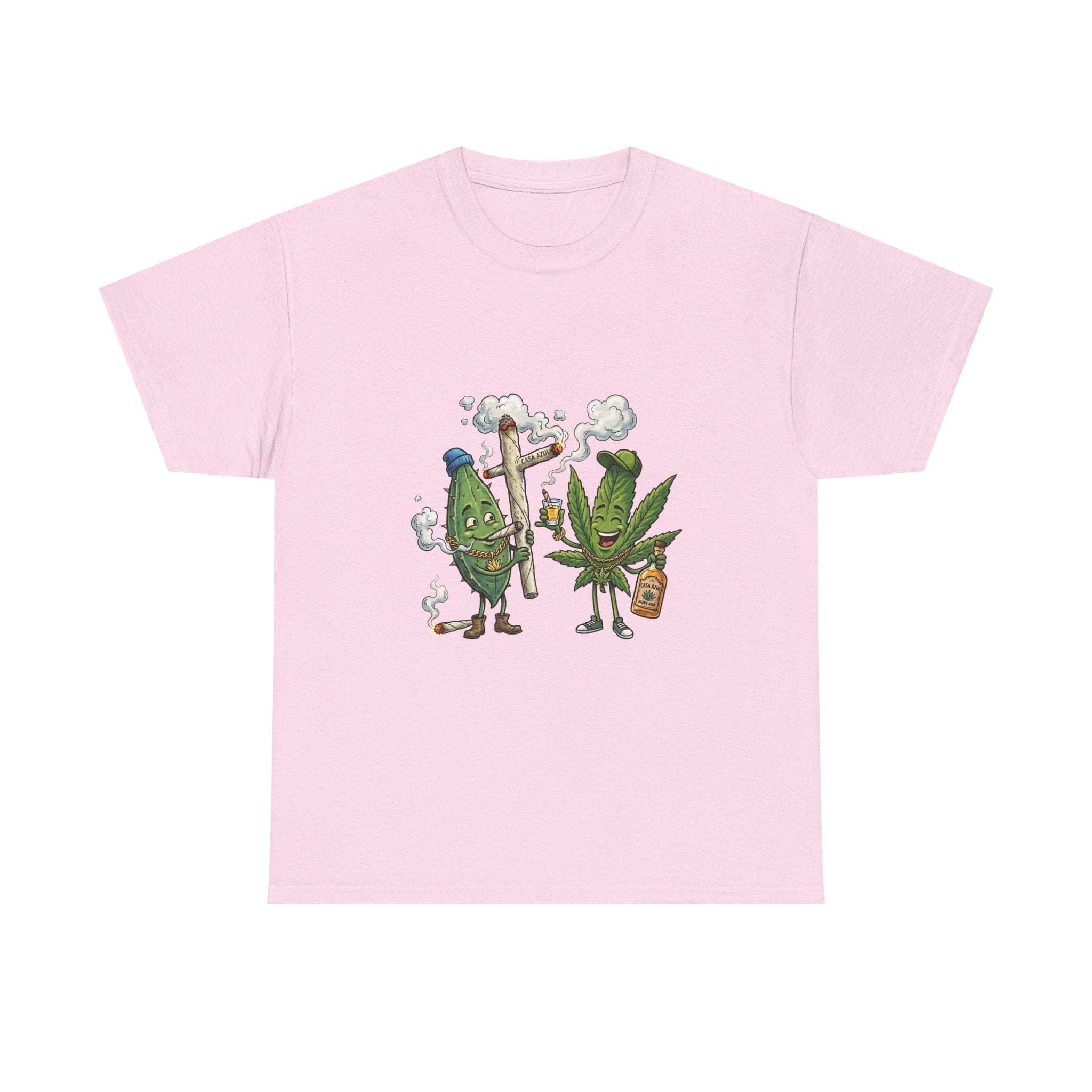 1 Tequila & Cannabis Buds Cartoon Tee — Funny Smoking Weed Plant Graphic T-Shirt
