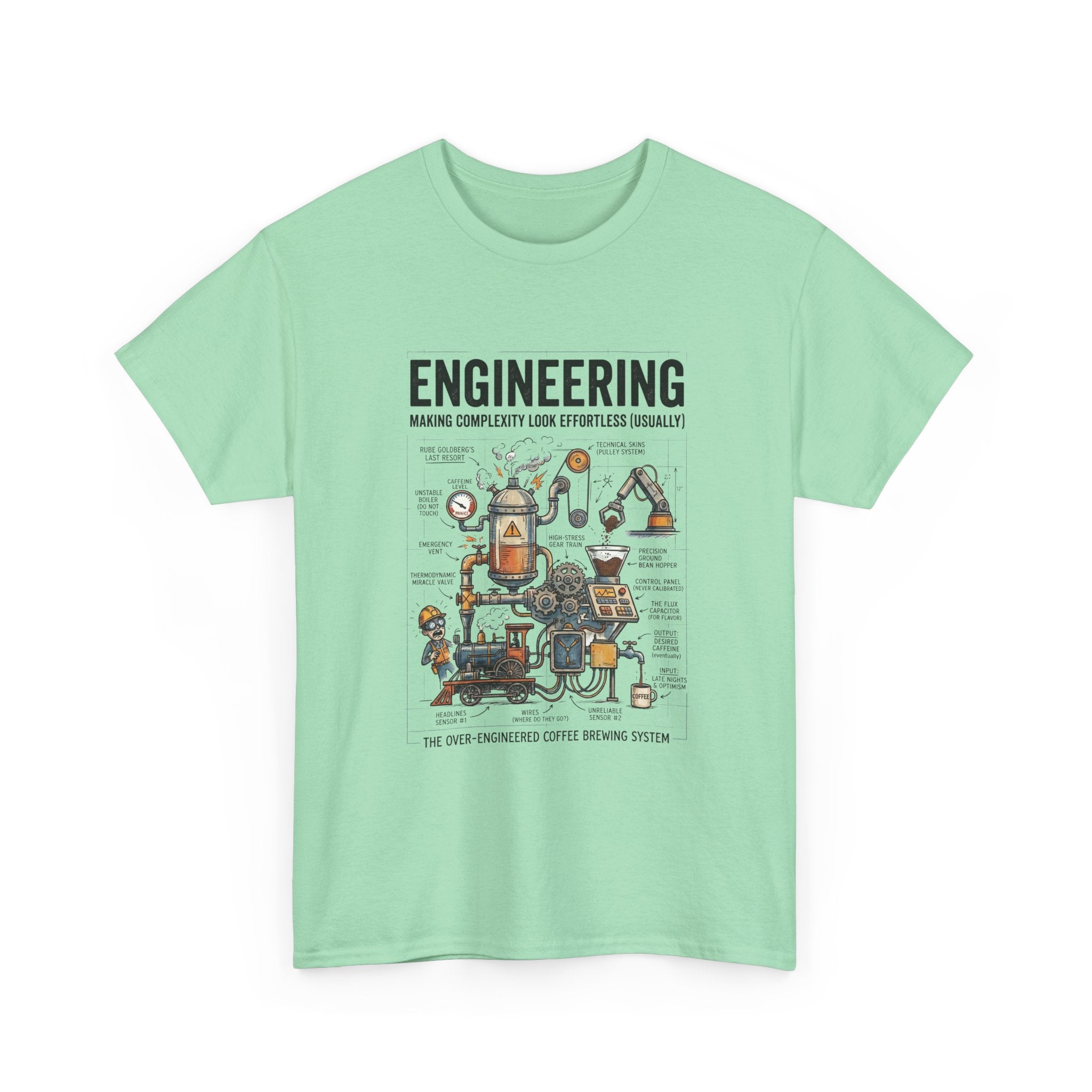 Engineering Diagram T‑Shirt — Funny STEM Illustration Tee for Engineers & Students