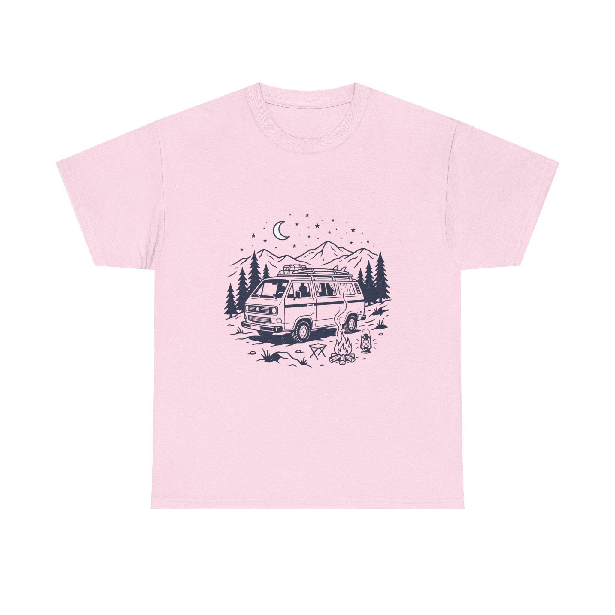 Camping Van Tee – Moonlit Mountain Adventure Graphic T-Shirt