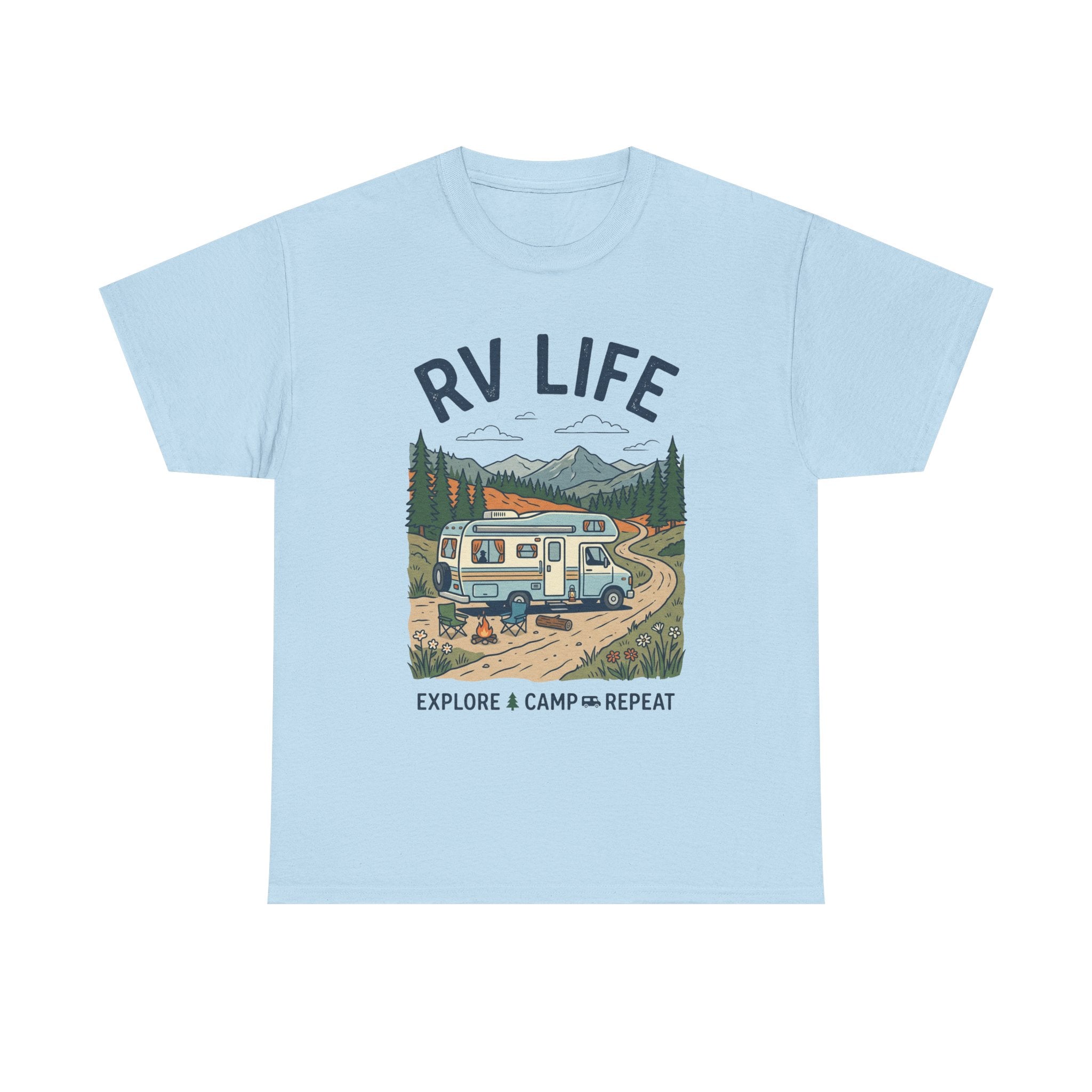 RV Life T-Shirt - Explore & Camp Repeat Vintage Camper Tee
