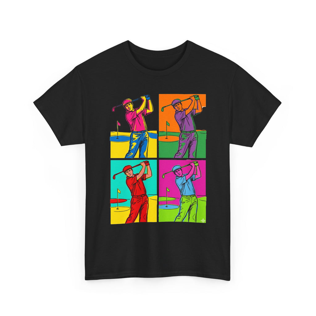 Golf Pop Art T-Shirt — Colorful Golfer Swing Graphic Tee