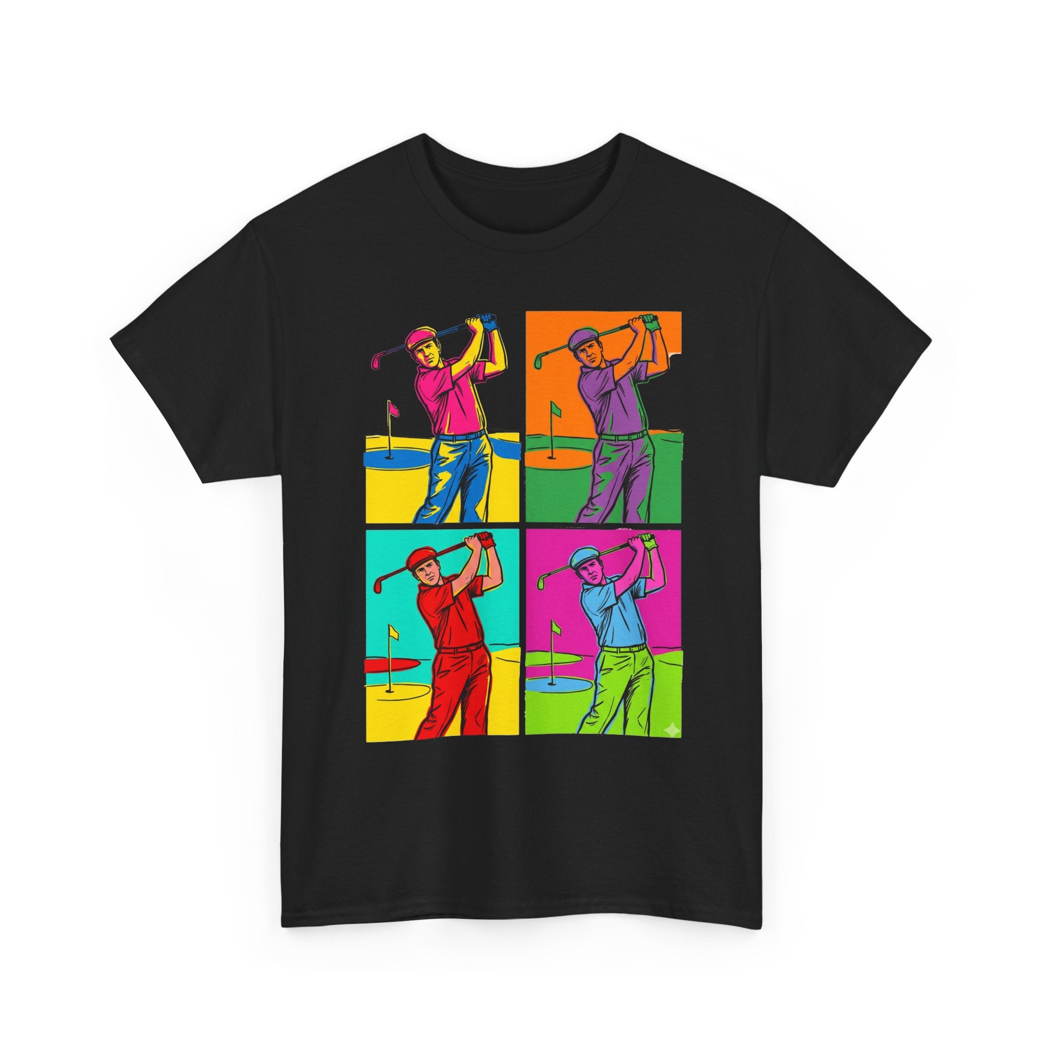 Golf Pop Art T-Shirt — Colorful Golfer Swing Graphic Tee
