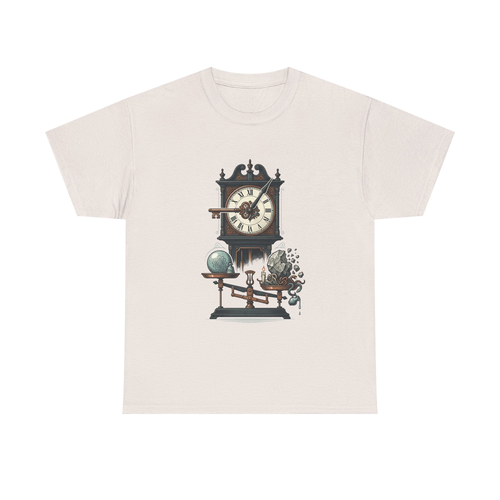 Vintage Clock & Globe Tee — Steampunk Timekeeper Graphic T-Shirt