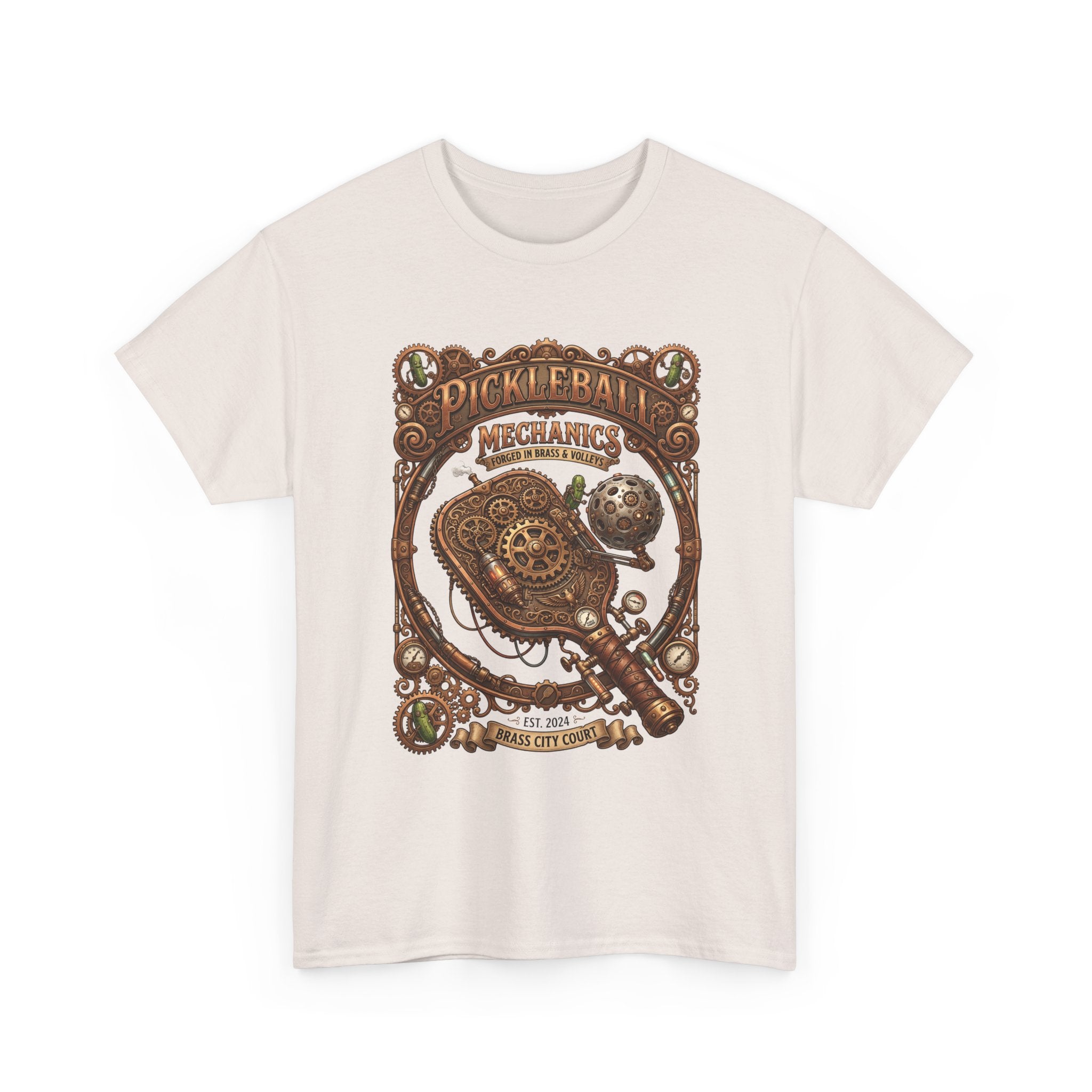Pickleball Mechanics T-Shirt — Vintage Steampunk Paddle Design