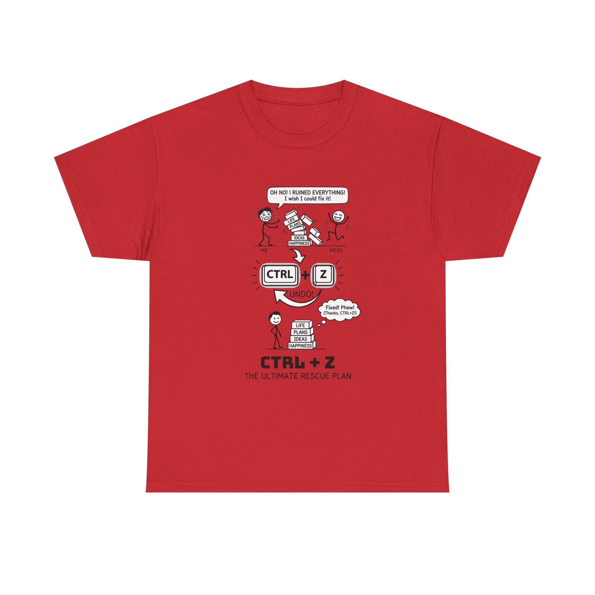 CTRL + Z T-Shirt — Funny Programmer Comic Tee ("The Ultimate Rescue Plan")