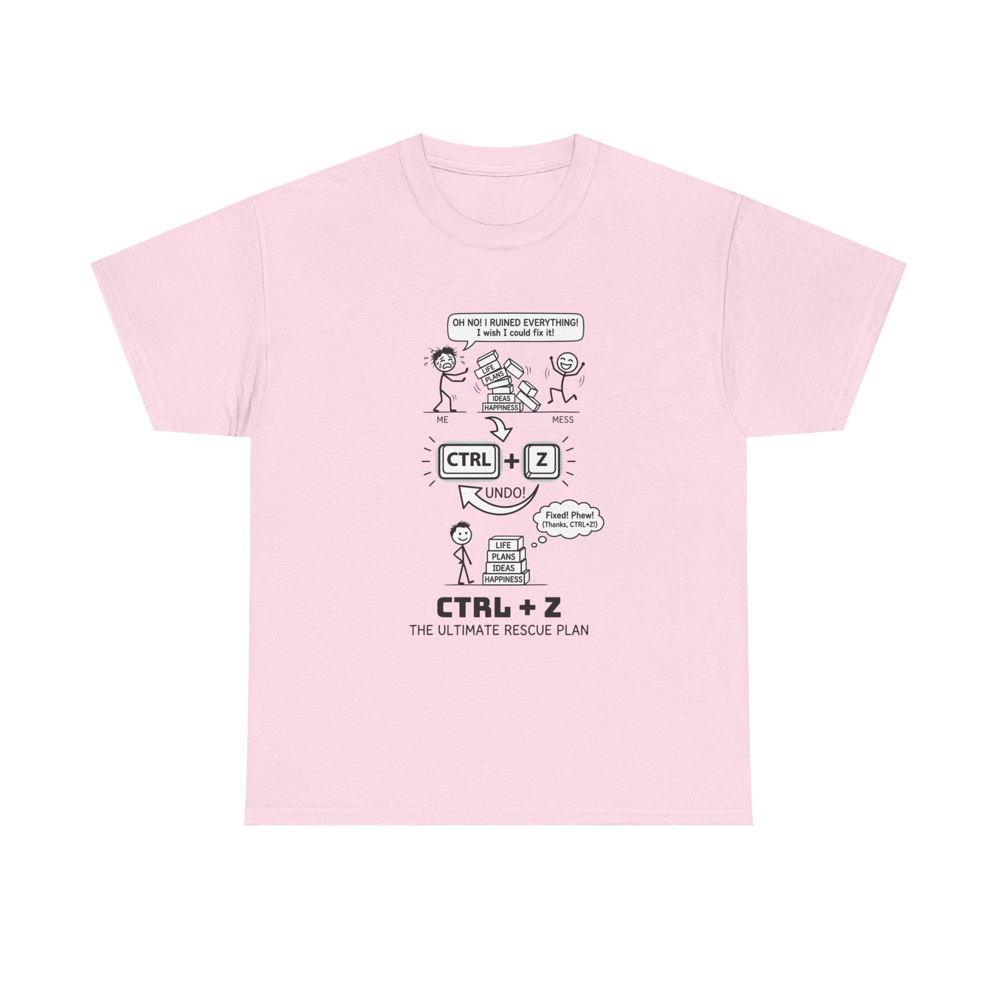 CTRL + Z T-Shirt — Funny Programmer Comic Tee ("The Ultimate Rescue Plan")