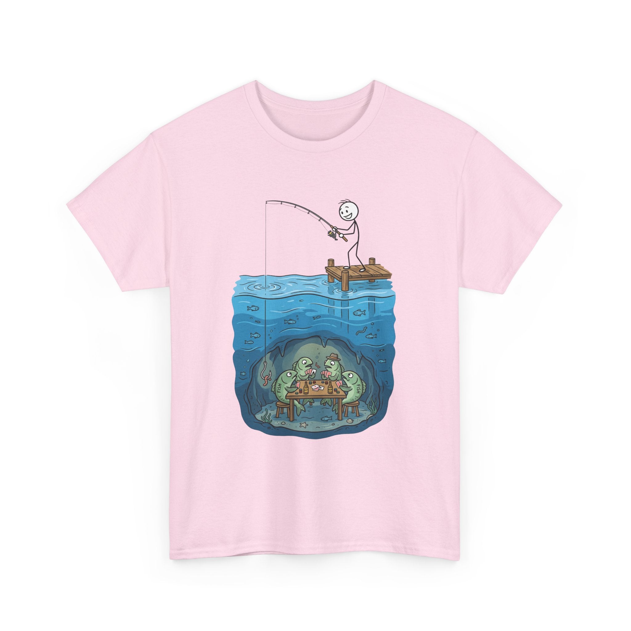 Fishing Tee — Underwater Surprise Cartoon T-Shirt (Fisherman & Sea Creatures)