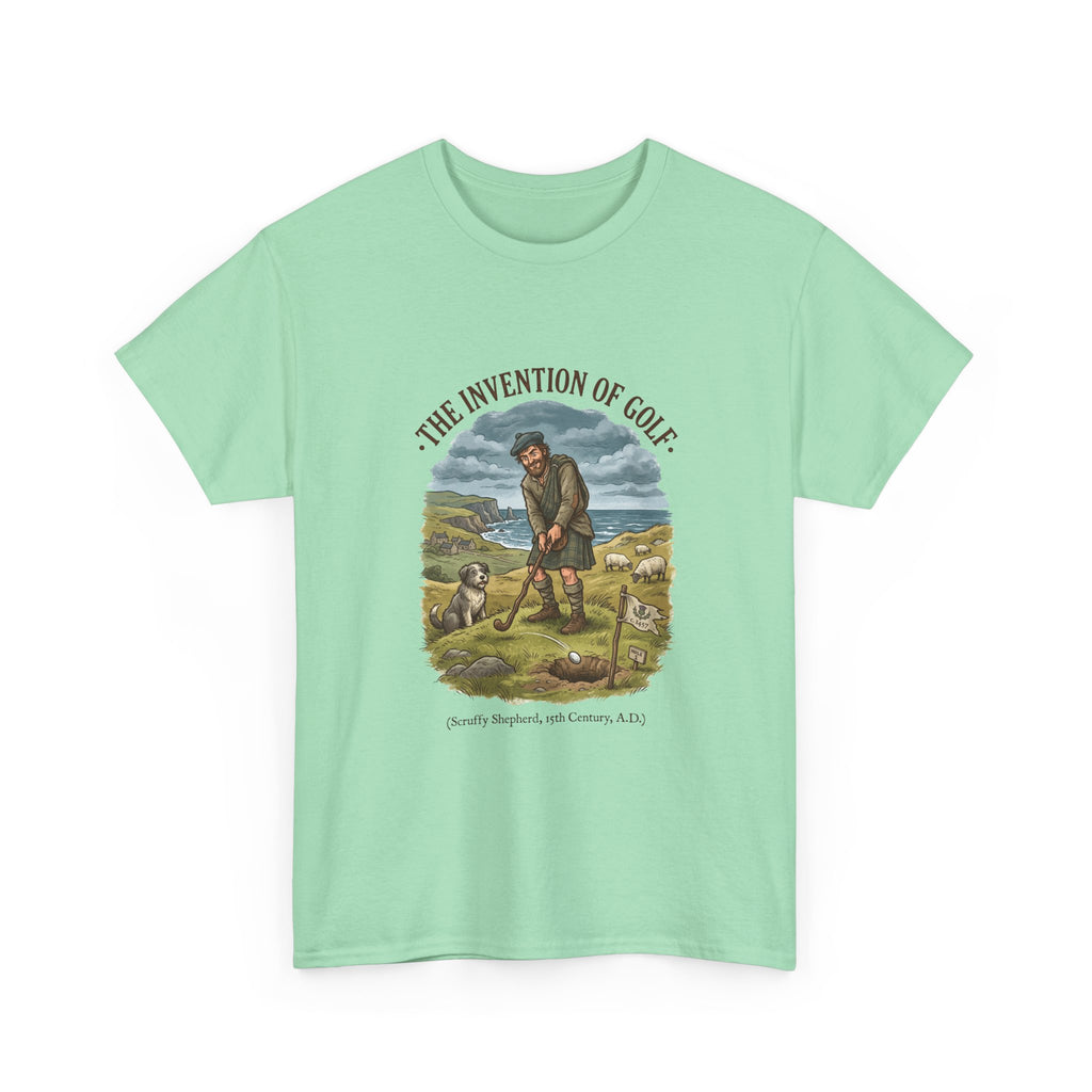 The Invention of Golf T-Shirt — Vintage Golfer Illustration Tee