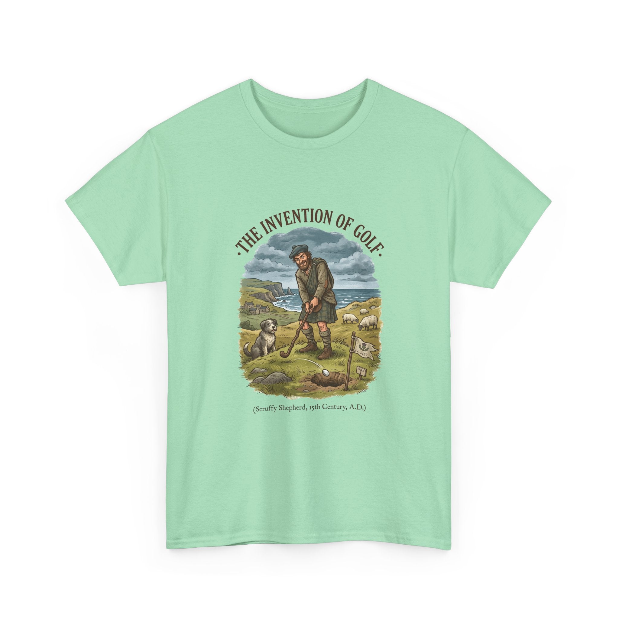 The Invention of Golf T-Shirt — Vintage Golfer Illustration Tee