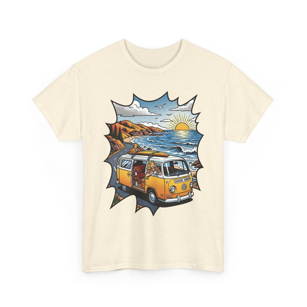 Road Trip Van T-Shirt — Vintage Camper Beach Sunset Tee