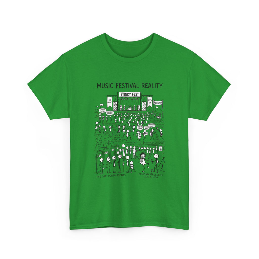 T-Shirt — "Music Festival Reality" Cartoon Illustration Tee