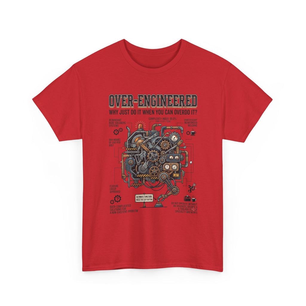 Over-Engineered Tee – Funny Engineer T-Shirt with Mechanical Brain Diagram