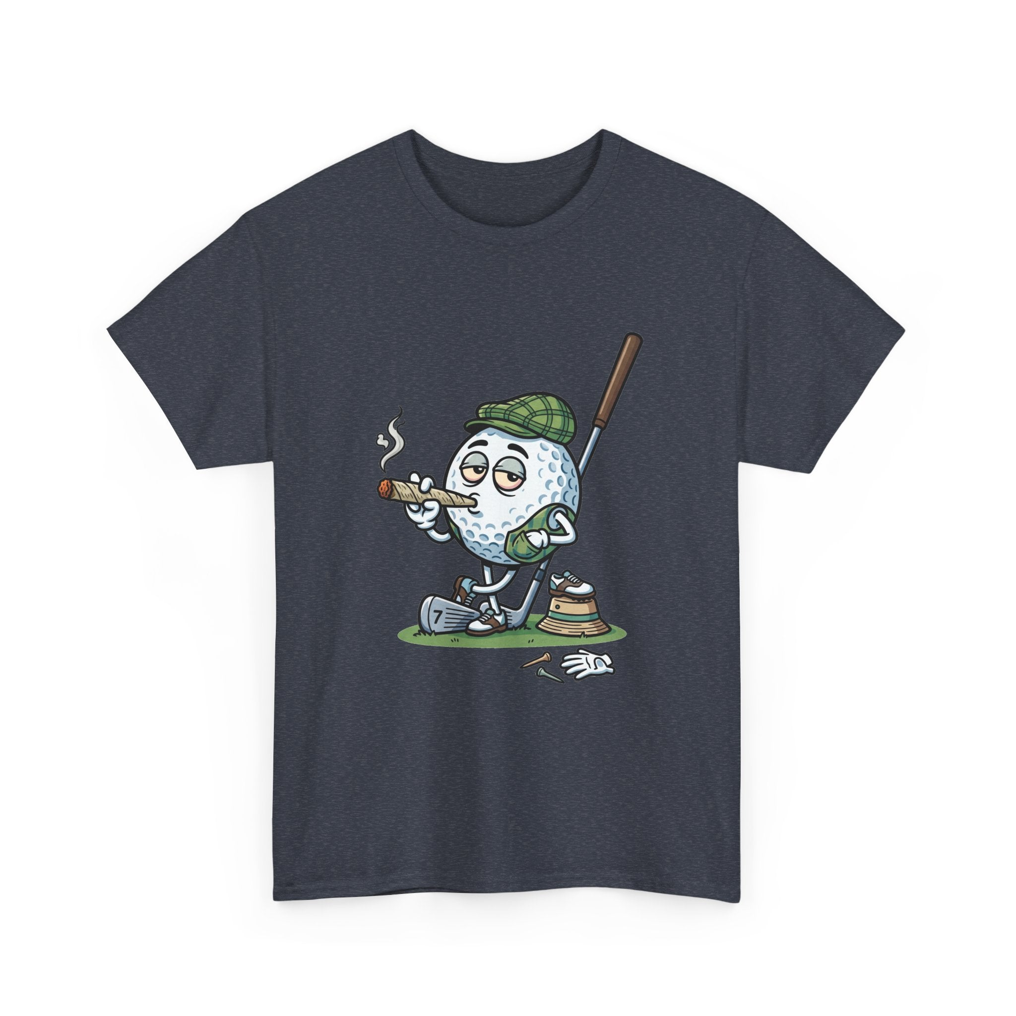 Golf Ball Cartoon T-Shirt — Weed Smoking Golfer Vintage Style Tee