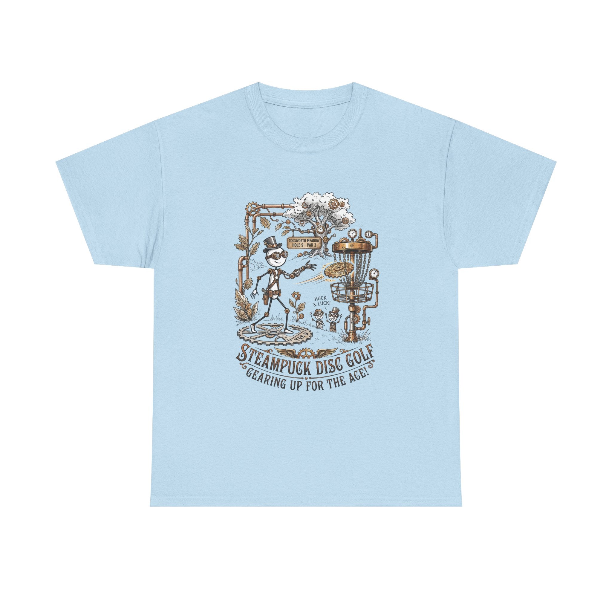 Steampunk Disc Golf T-Shirt — "Gearing Up for the Ace" Vintage Disc Golf Tee