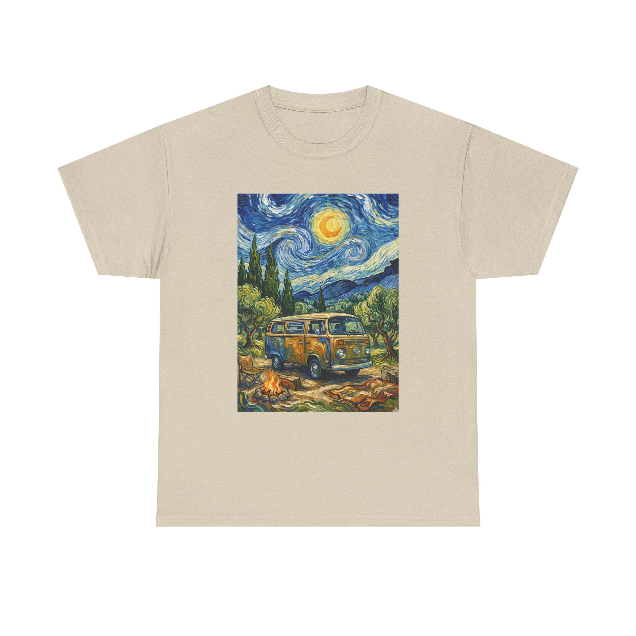 Van Gogh Night Van T-Shirt — Vintage Camper Starry Sky Tee