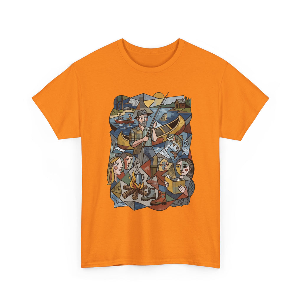 T-Shirt — Nautical Folk Art Crew: Illustrated Sailing, Fishing & Harbor Scene