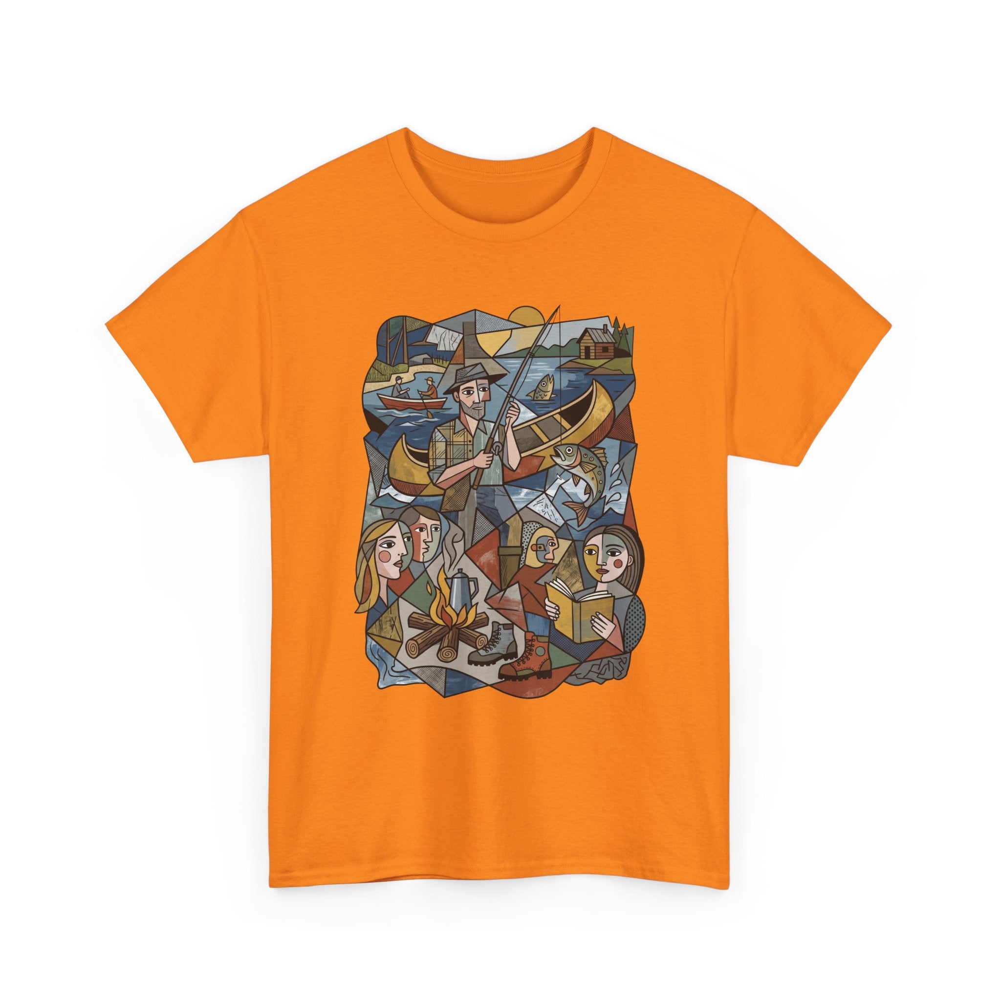 T-Shirt — Nautical Folk Art Crew: Illustrated Sailing, Fishing & Harbor Scene
