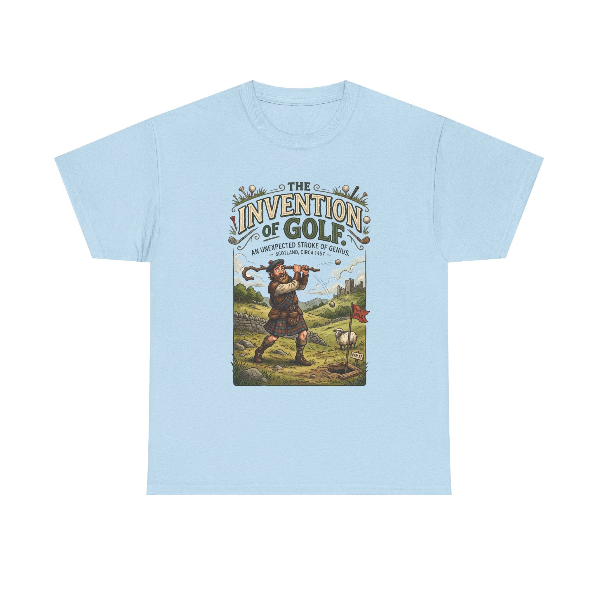 Golf Tee — 'The Invention of Golf' Vintage Golfing Graphic Shirt