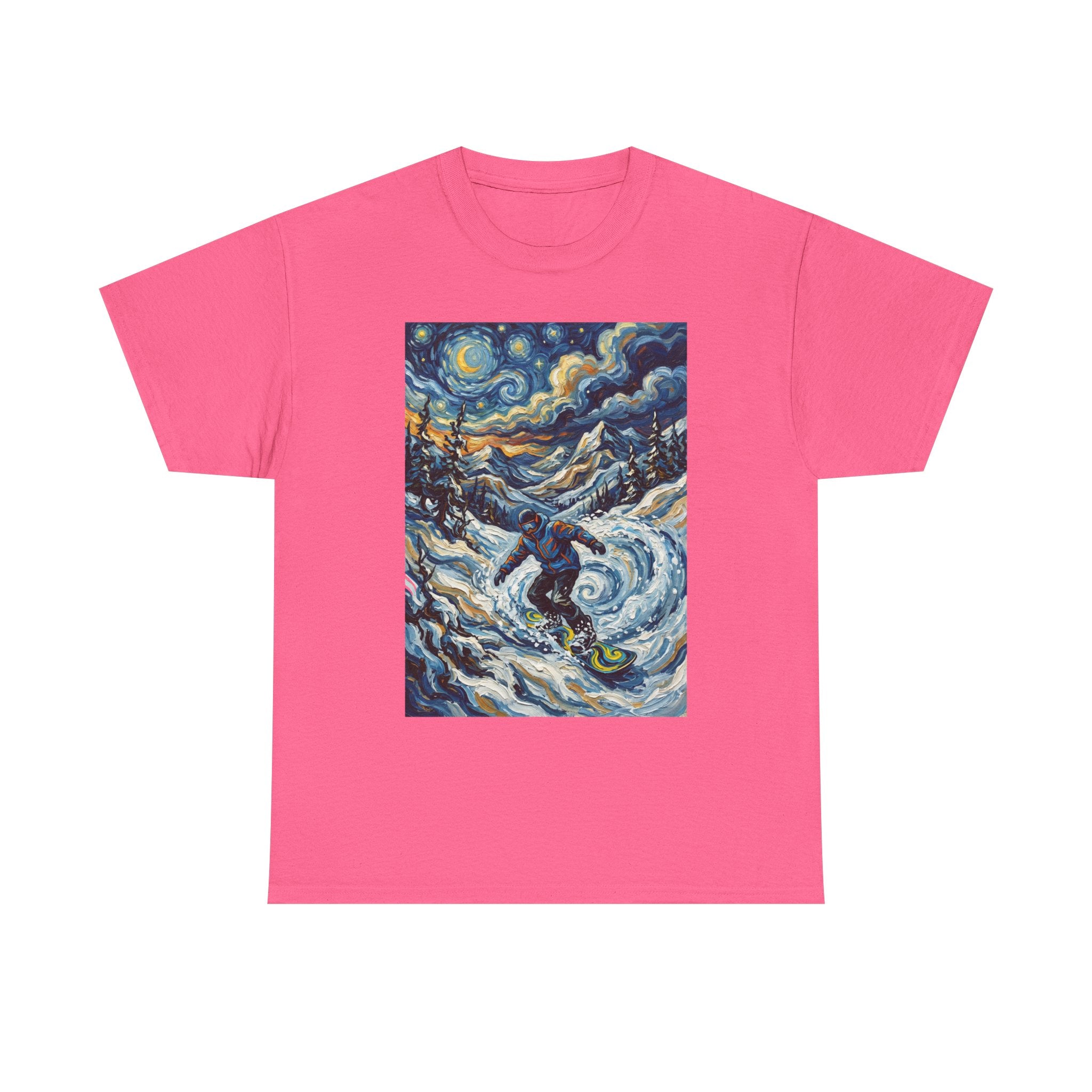 Snowboarder Van Gogh Style Tee — Starry Night Snowboarding Graphic Shirt