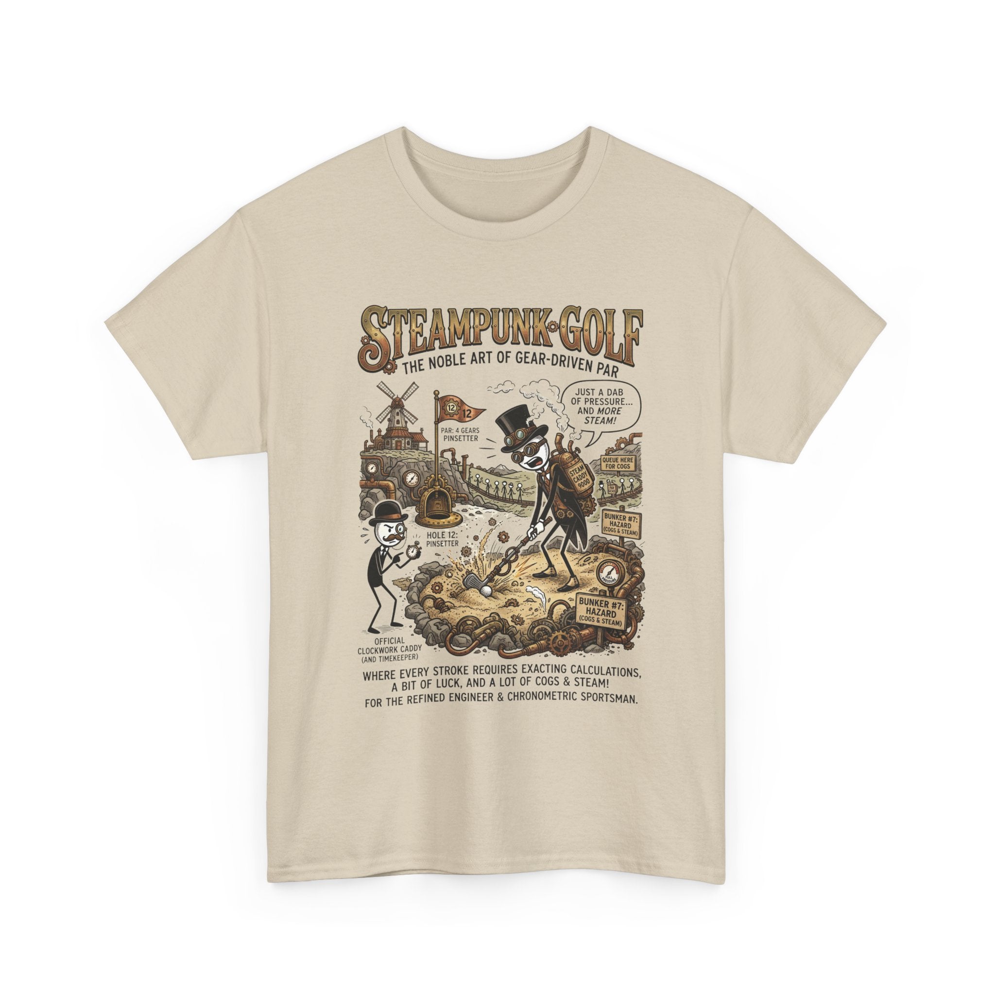 Steampunk Golf T-Shirt — Vintage Mechanical Golfers Graphic Tee
