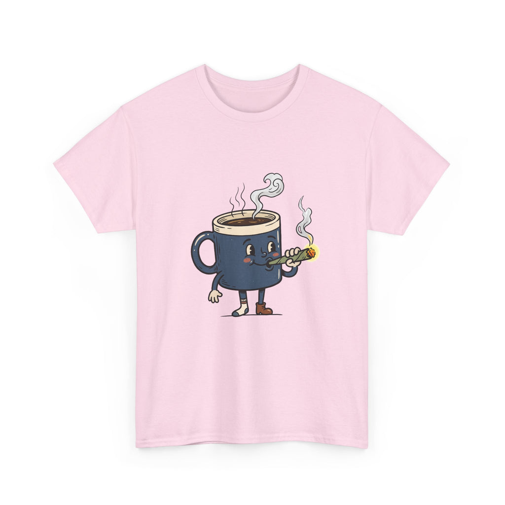 Coffee and a Joint Character Tee — Funny Smoking Joint Cartoon Shirt