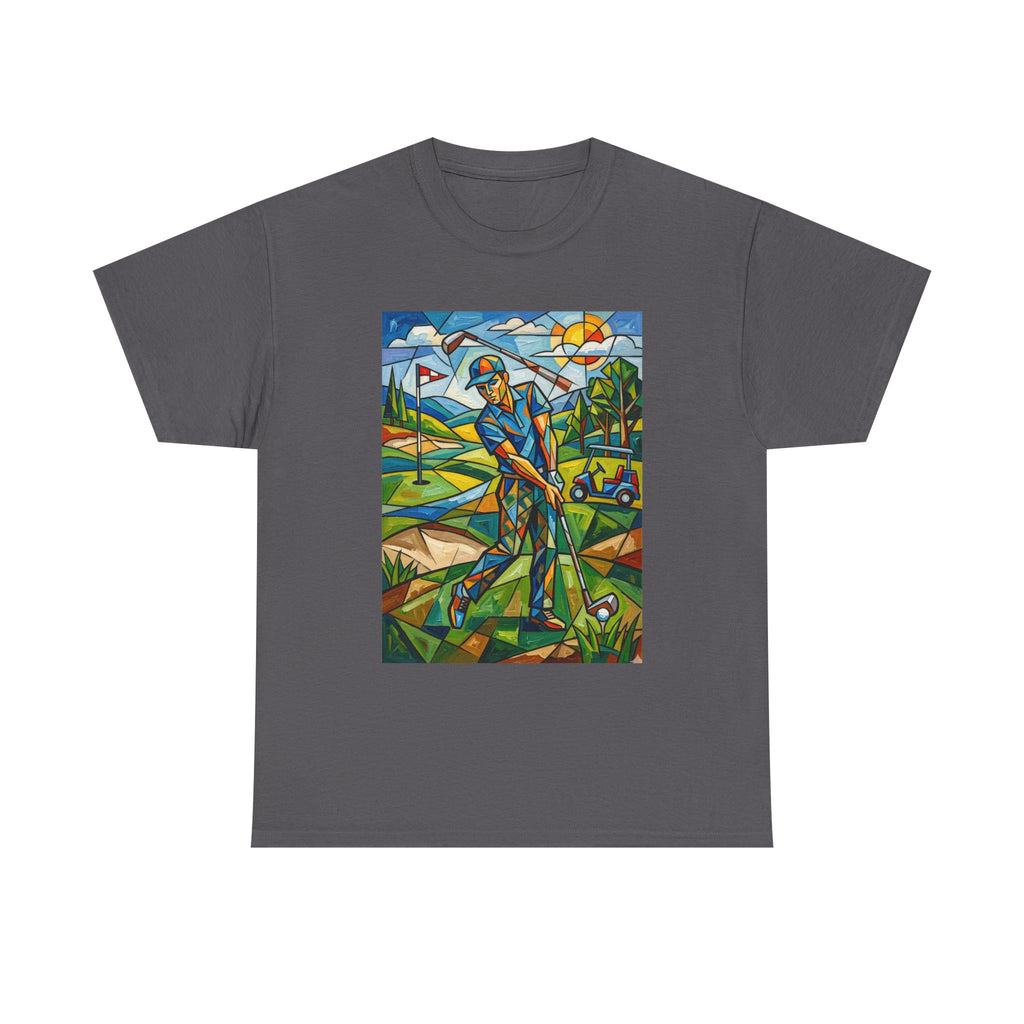 Golf Stained Glass Art Tee — Colorful Golfer Graphic T-Shirt