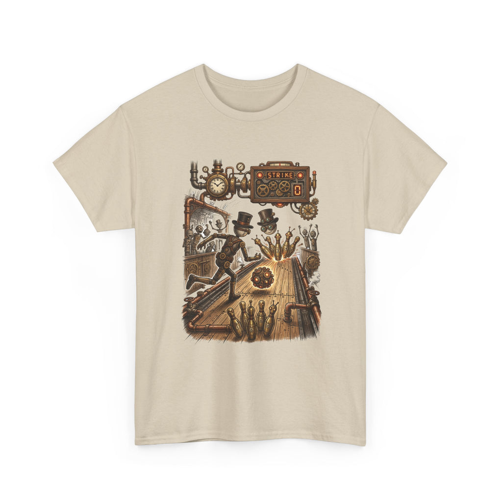 Steampunk Bowling T-Shirt — Vintage Train & Gears Graphic Tee