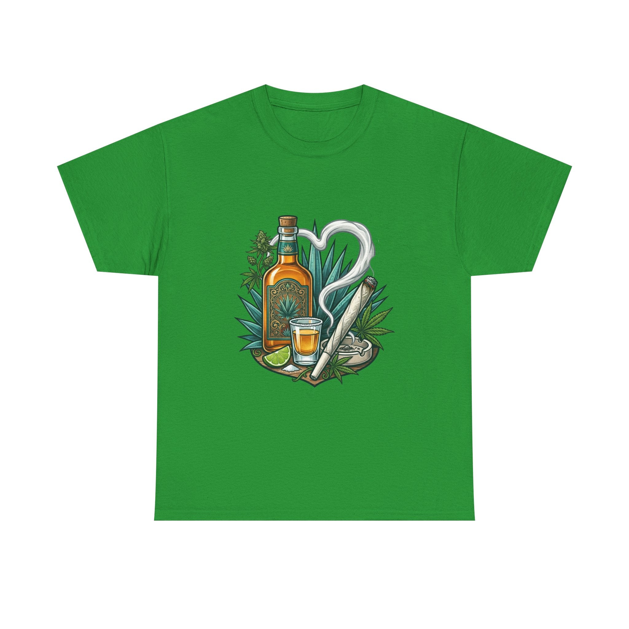Tequila Bottle & Joint T‑Shirt — Agave Lime Margarita Design