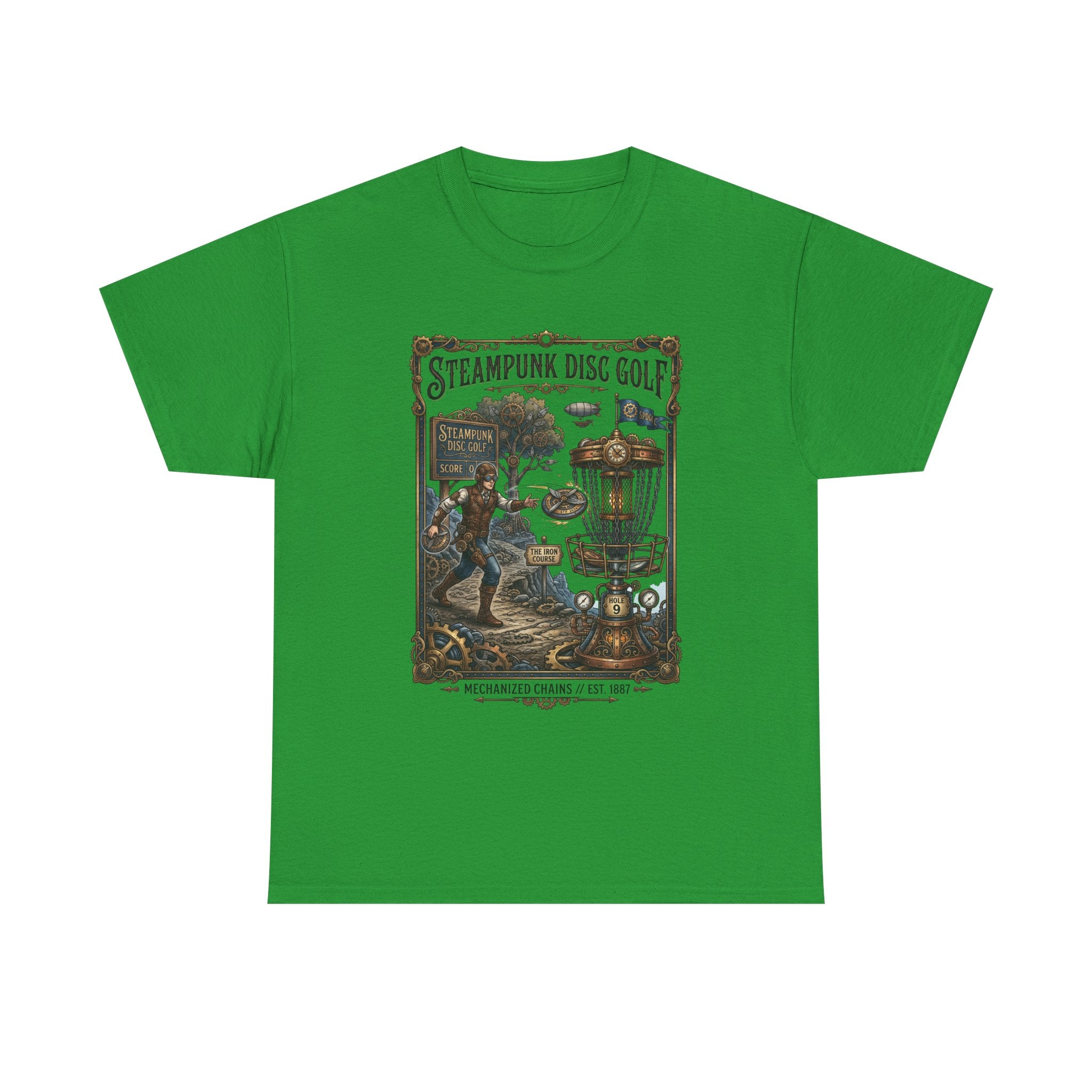 Steampunk Disc Golf T-Shirt — Vintage Victorian Disc Golf Poster Tee
