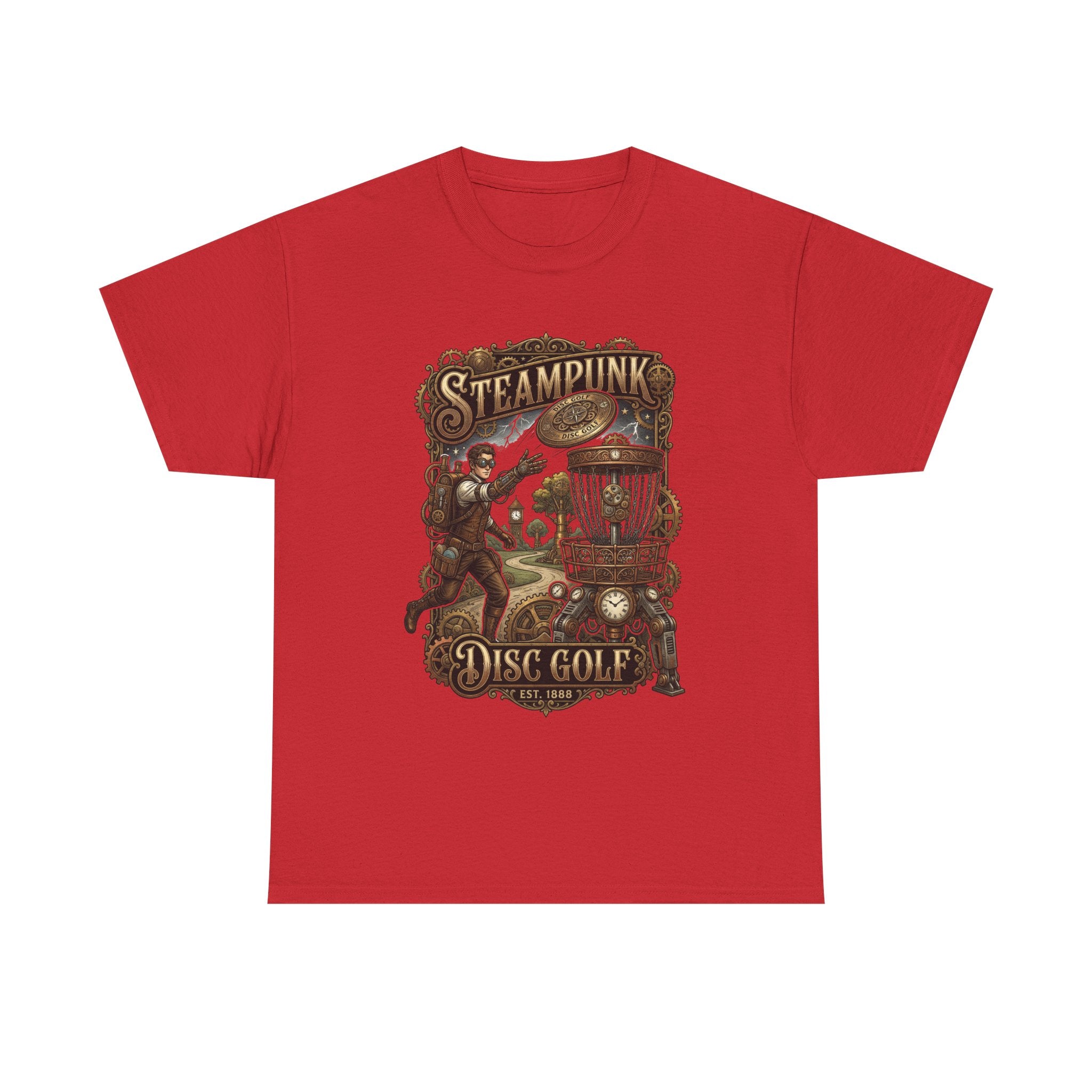 Steampunk Disc Golf T‑Shirt – Vintage Industrial Disc Golf Tee
