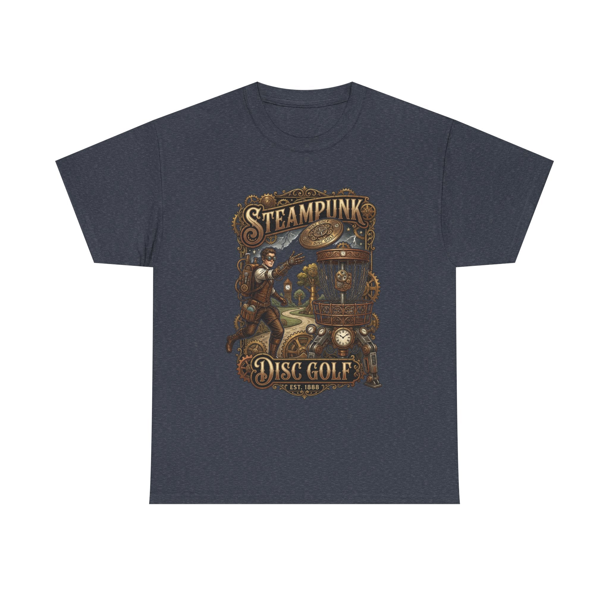 Steampunk Disc Golf T‑Shirt – Vintage Industrial Disc Golf Tee
