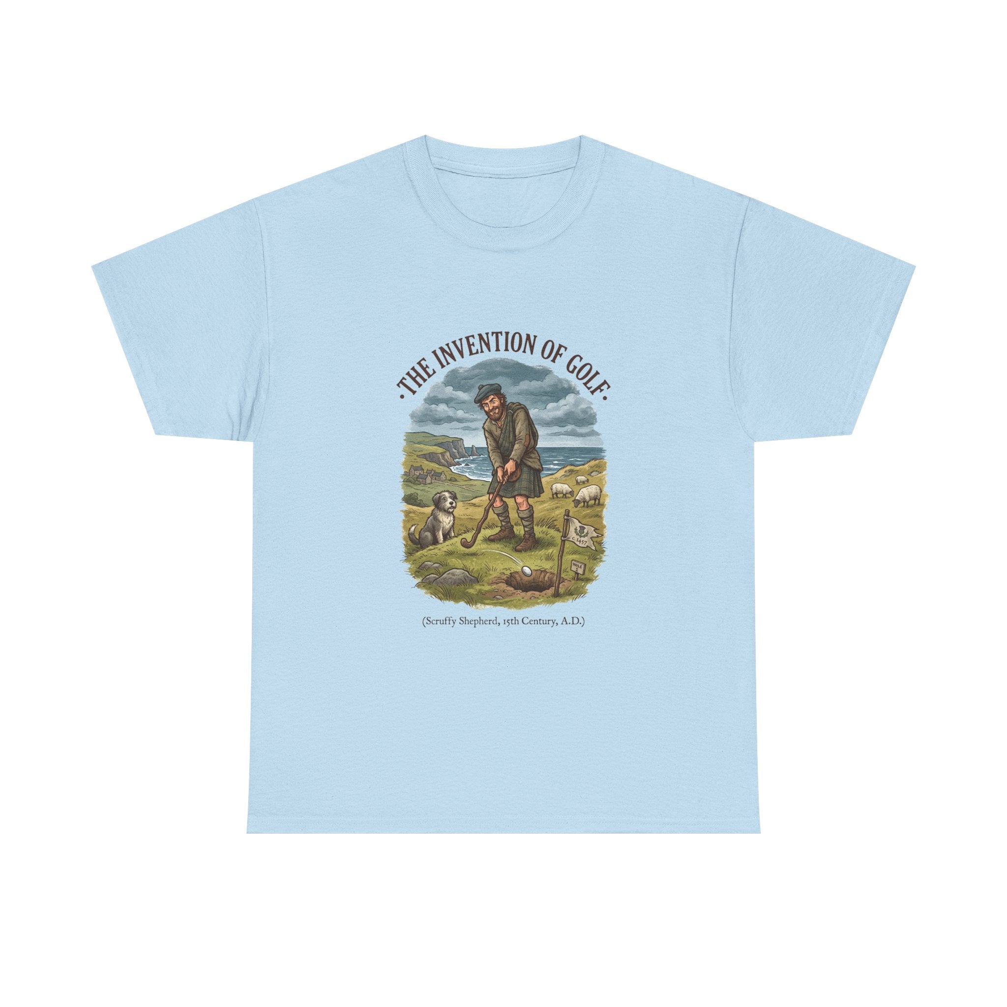 The Invention of Golf T-Shirt — Vintage Golfer Illustration Tee