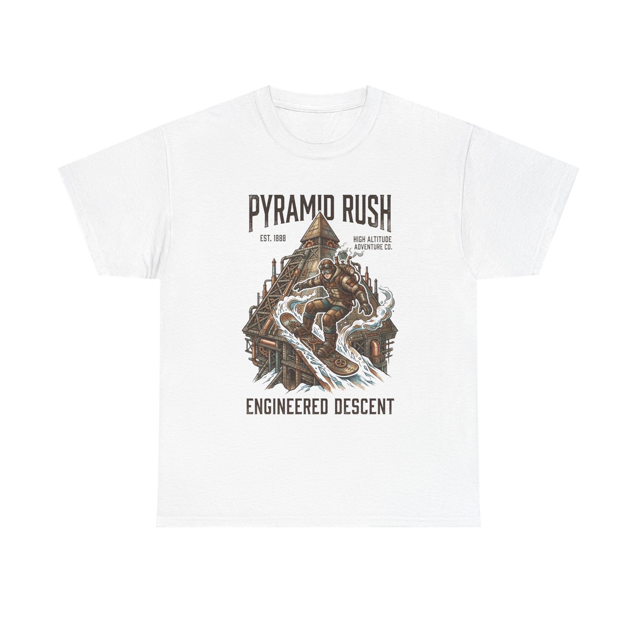Steampunk Snowboard Pyramid Adventure T-Shirt — Fantasy Explorer Graphic Tee