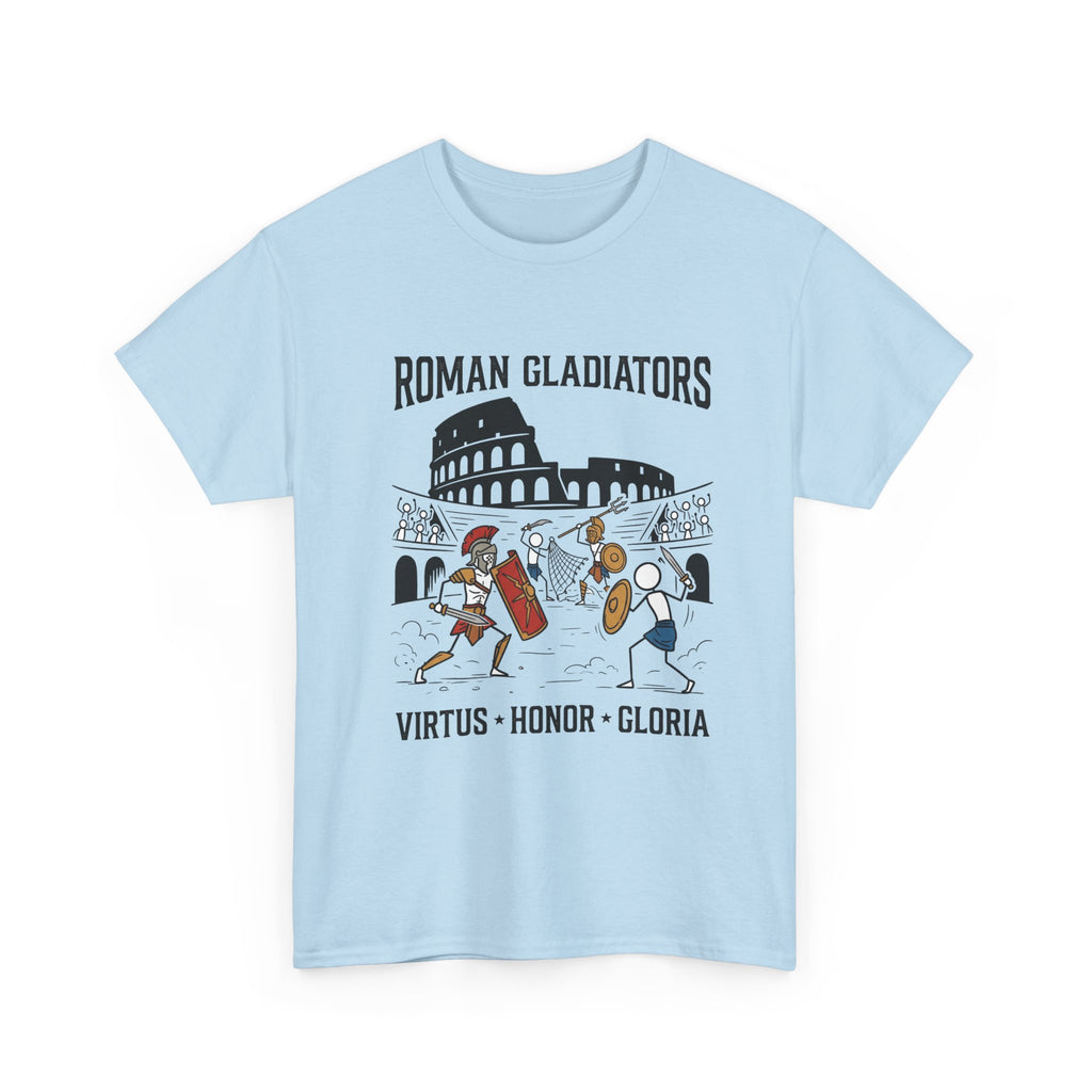 Roman Gladiators T-Shirt — Colosseum Design with "Virtus • Honor • Gloria"