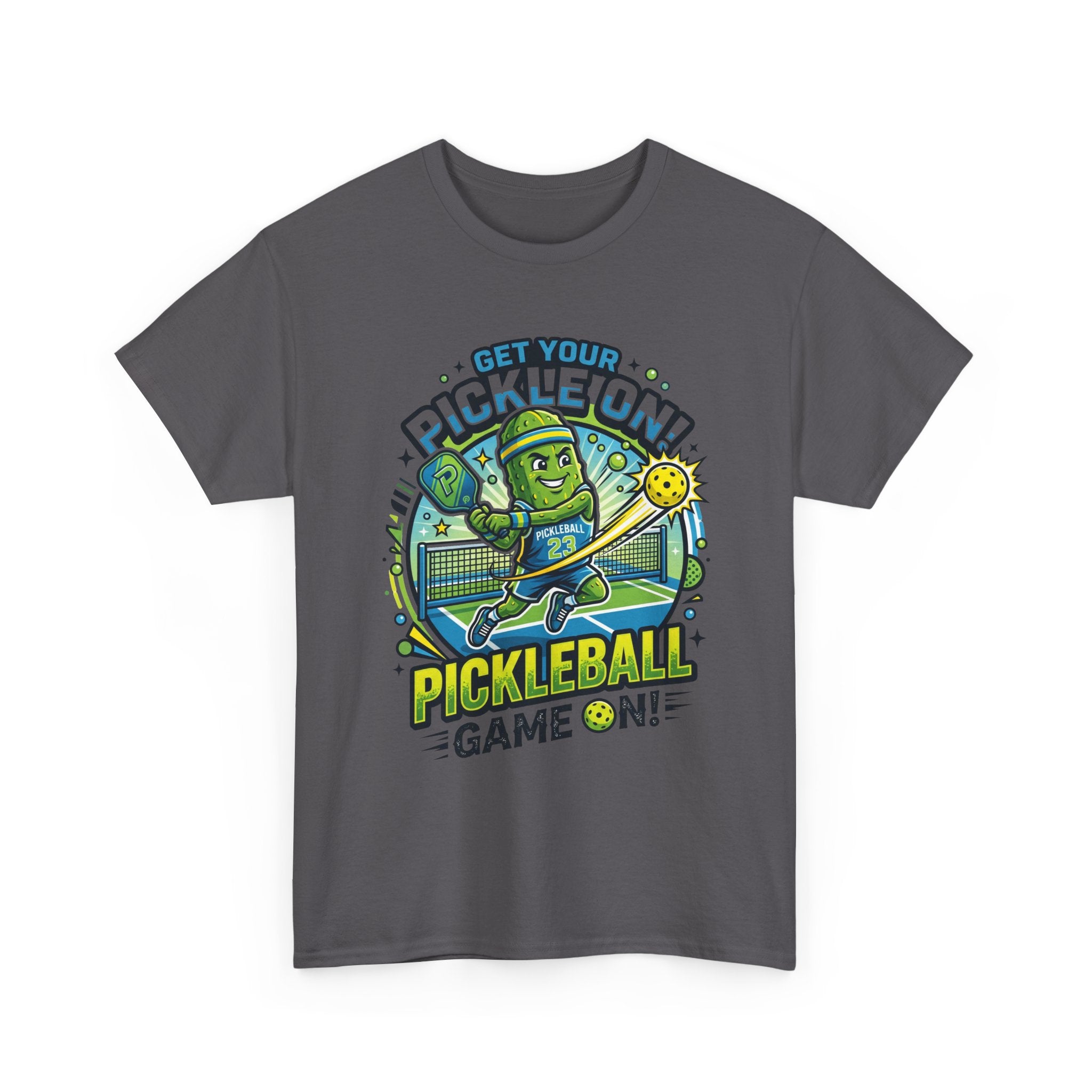 Pickleball Tee - "Get Your Pickle On!" Fun Pickle Character Game On Shirt