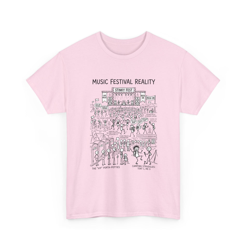 T-Shirt — "Music Festival Reality" Cartoon Illustration Tee
