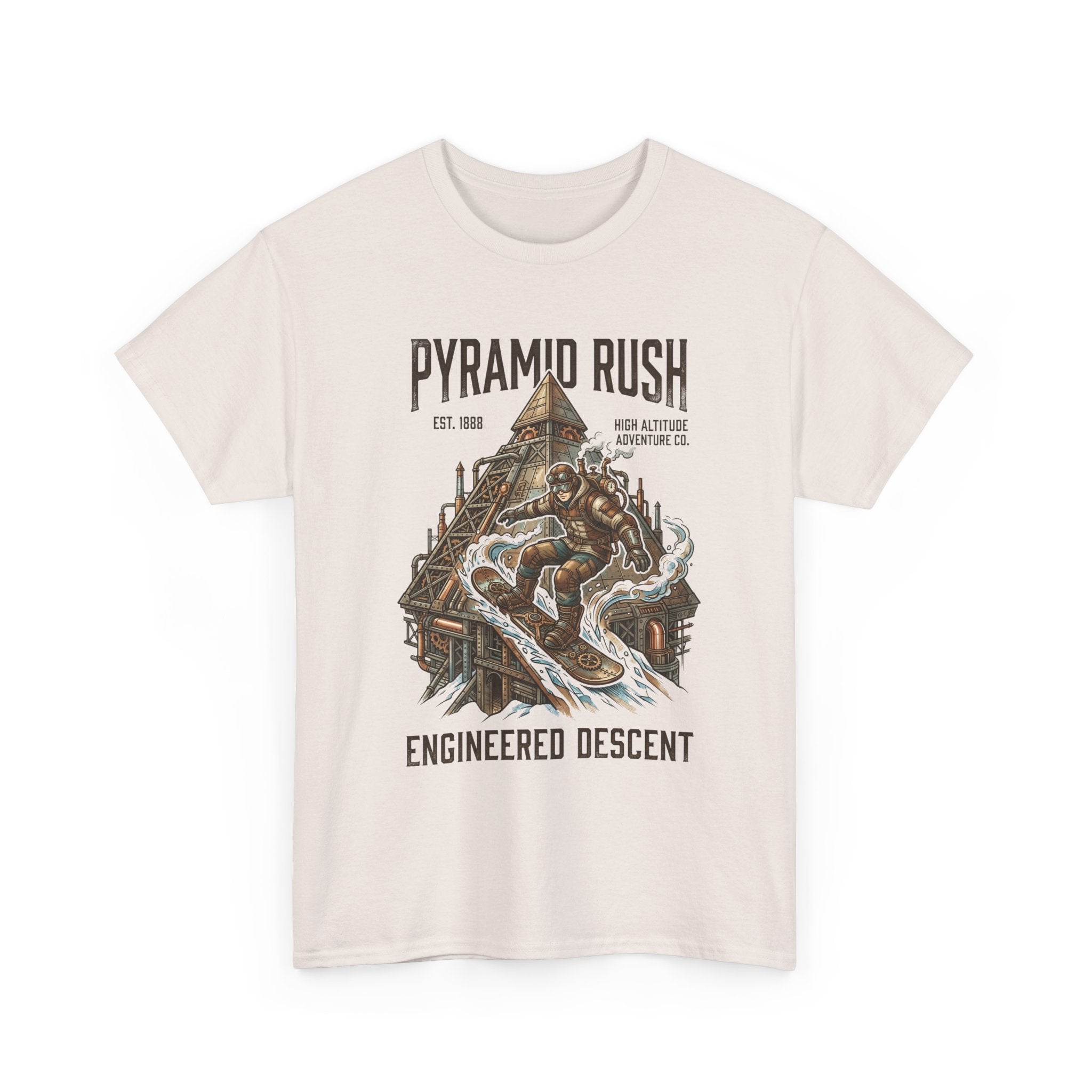 Steampunk Snowboard Pyramid Adventure T-Shirt — Fantasy Explorer Graphic Tee