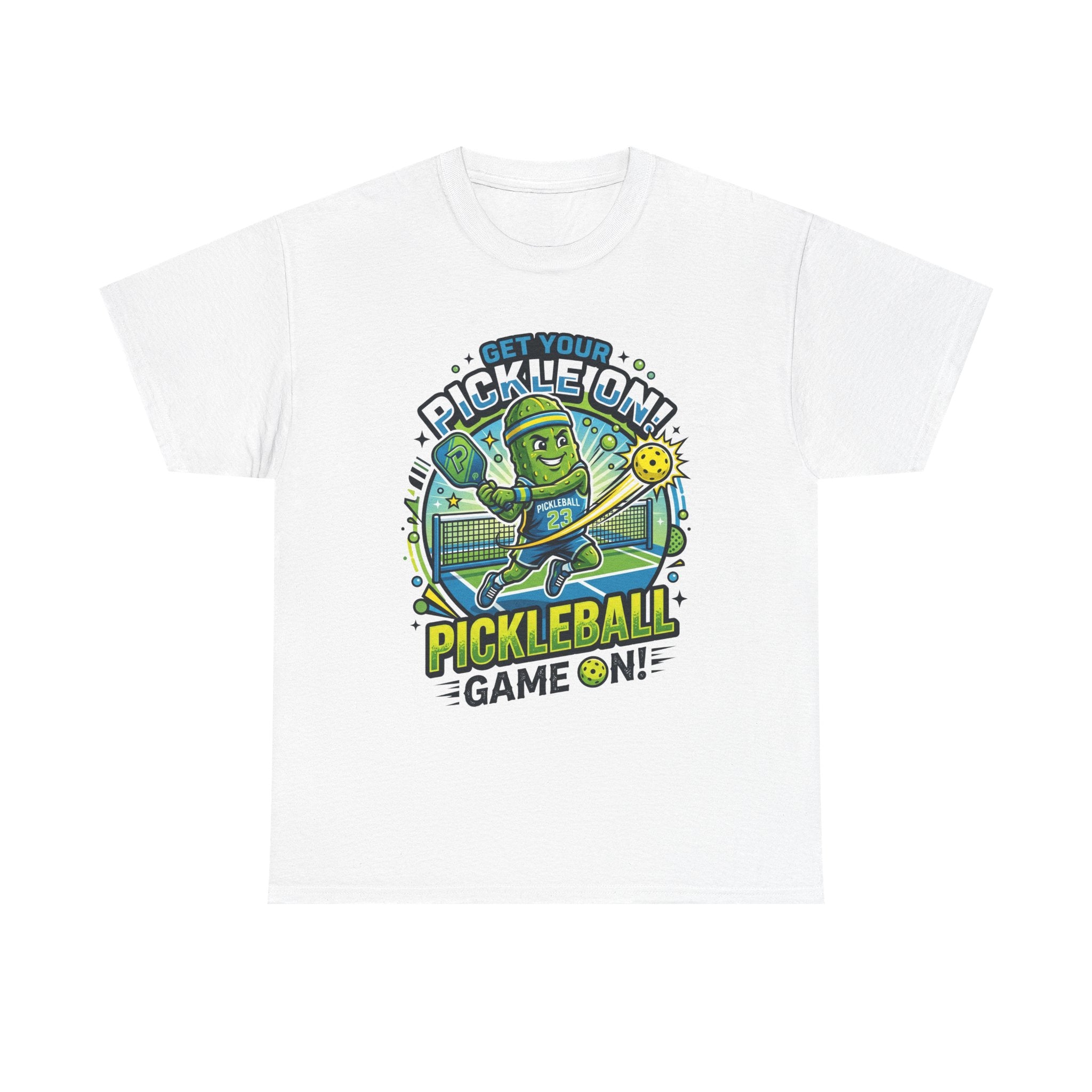 Pickleball Tee - "Get Your Pickle On!" Fun Pickle Character Game On Shirt