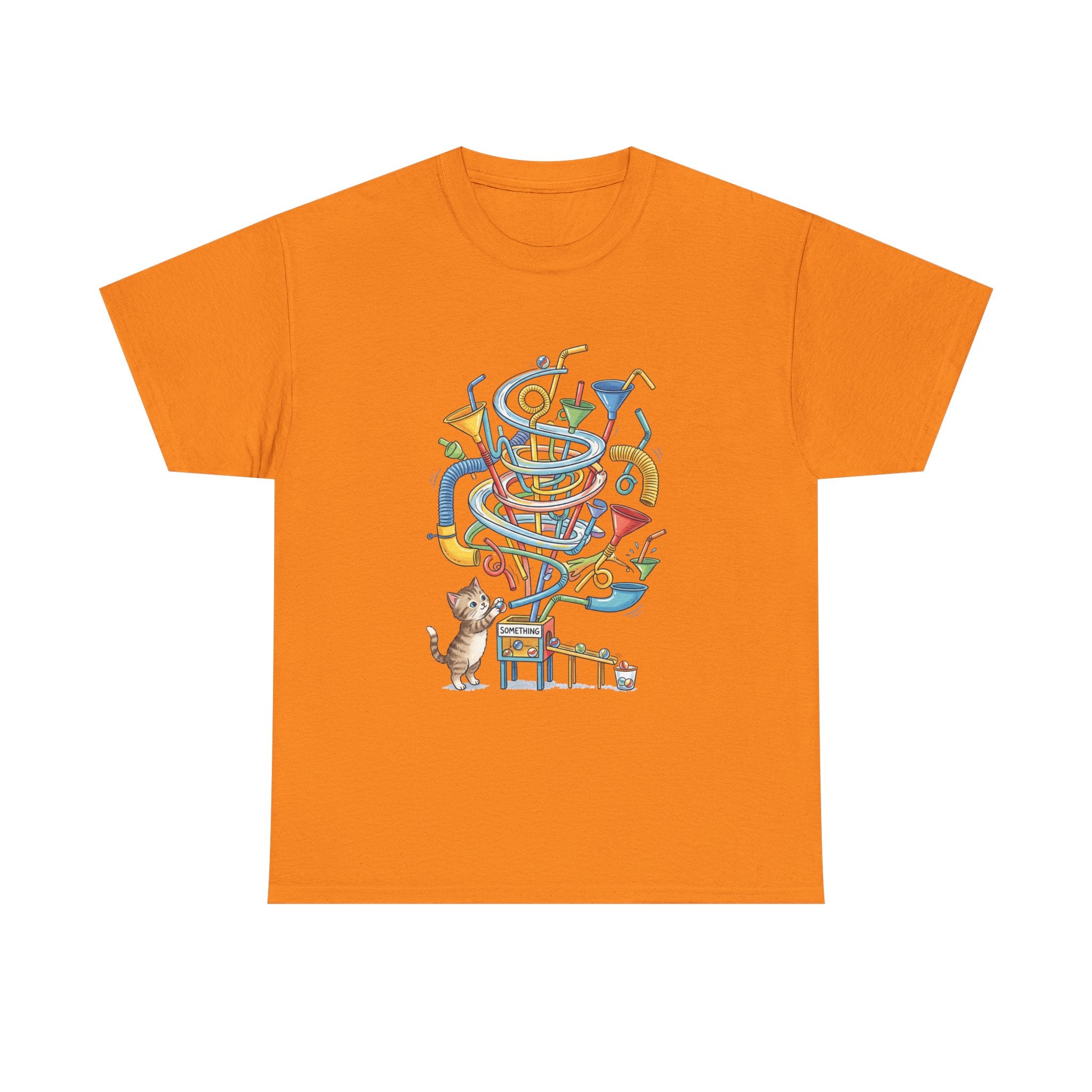 Music Cat T-Shirt — Whimsical Cat Playing Colorful Instruments Tee
