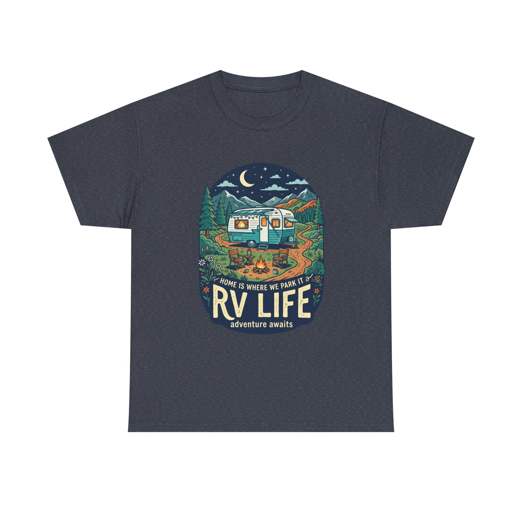 RV Life T-Shirt — Retro Camper Graphic Tee (“Home Is Where We Park It”)