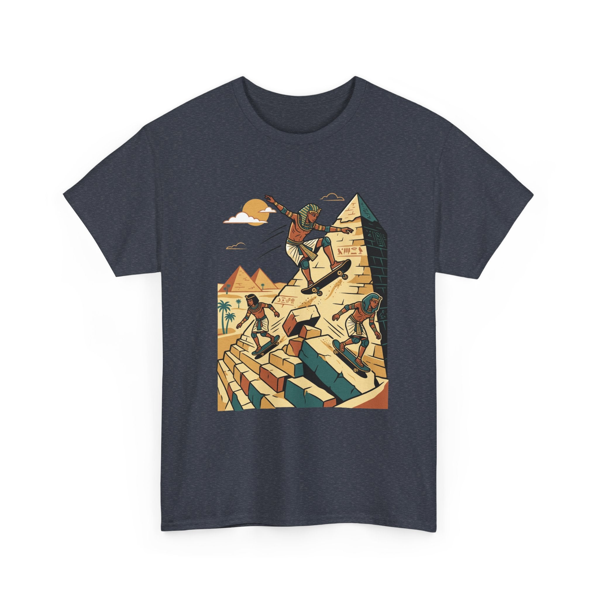 Egyptian Pyramid Skateboard T‑Shirt — Retro Skateboarding Pharaohs Graphic Tee